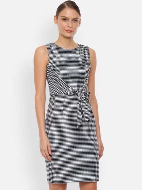 

Van Heusen Woman Black & White Gingham Checked Sheath Dress