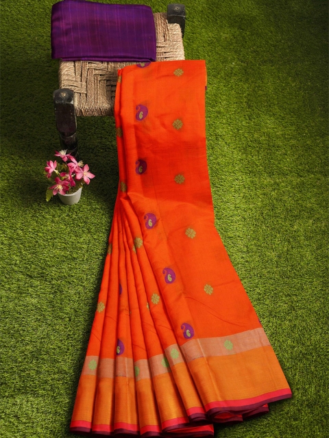 

APCO Orange Printed Silk Cotton Saree