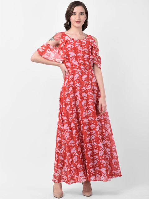 

Latin Quarters Women Red Printed Maxi Dress