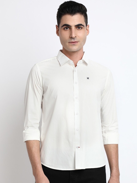 

TED HARBOR Men White Slim Fit Solid Casual Shirt