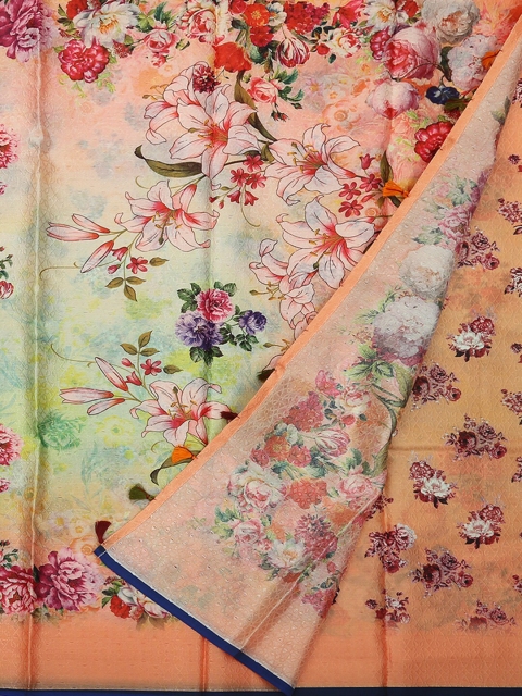 

Pothys Multicoloured Floral Printed Polycotton Saree, Multi