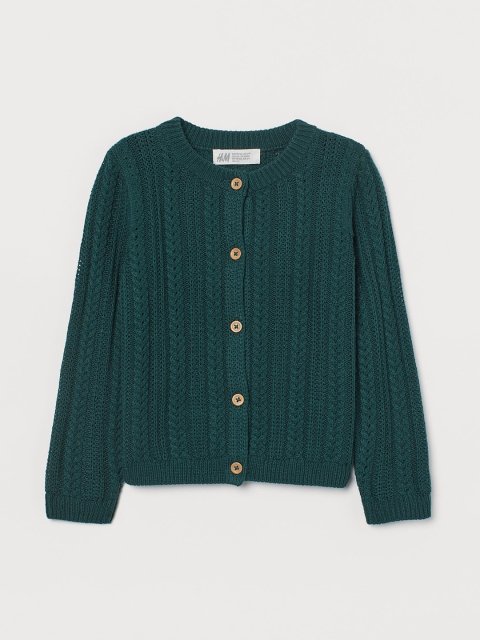 

H&M Girls Green Cable-Knit Cardigan