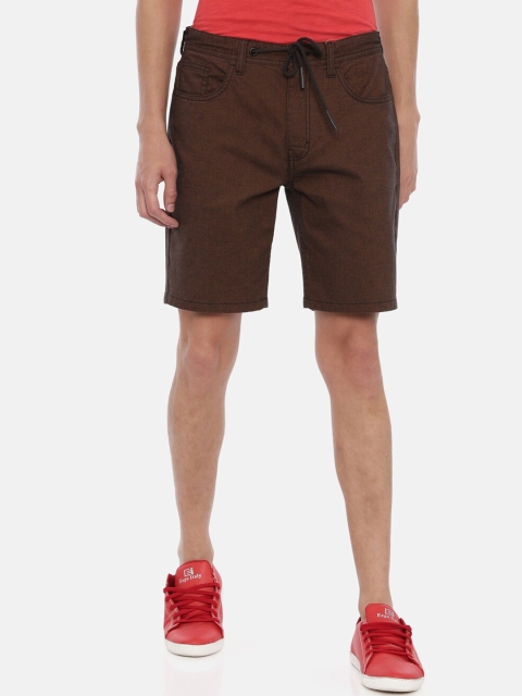

Breakbounce Men Brown Solid Slim Fit Chino Shorts