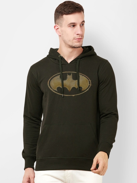 

Free Authority Men Olive Green & Gold-Toned Printed Hooded Sweatshirt
