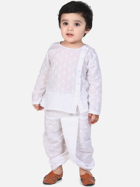 

BownBee Boys White Printed Kurta with Dhoti Pants