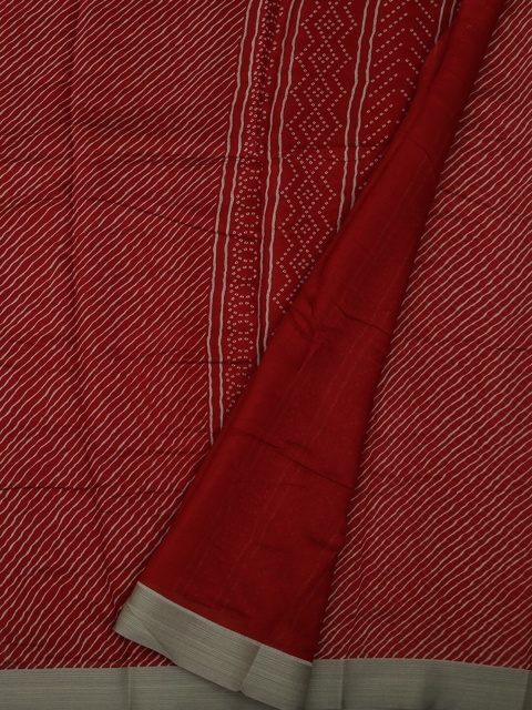 

Pothys Maroon & Beige Cotton Blend Striped Saree
