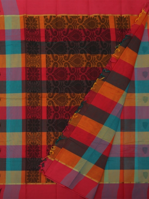 

Pothys Orange Checked Pure Cotton Saree