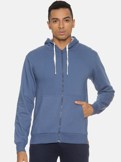 

Campus Sutra Men Blue Solid Hooded Sweatshirt