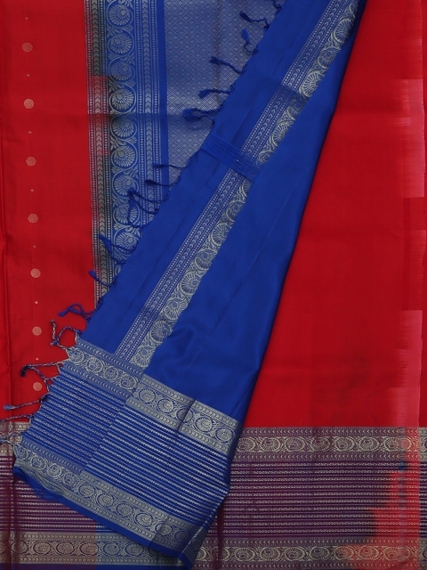 

Pothys Red & Blue Mayuri Soft Silk Woven Design Saree