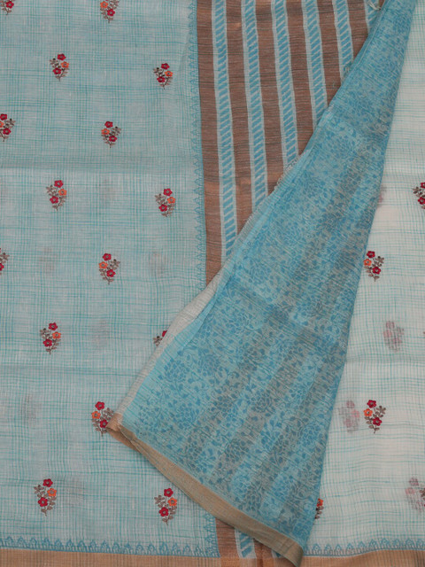 

Pothys Blue Woven Design Pure Linen Saree