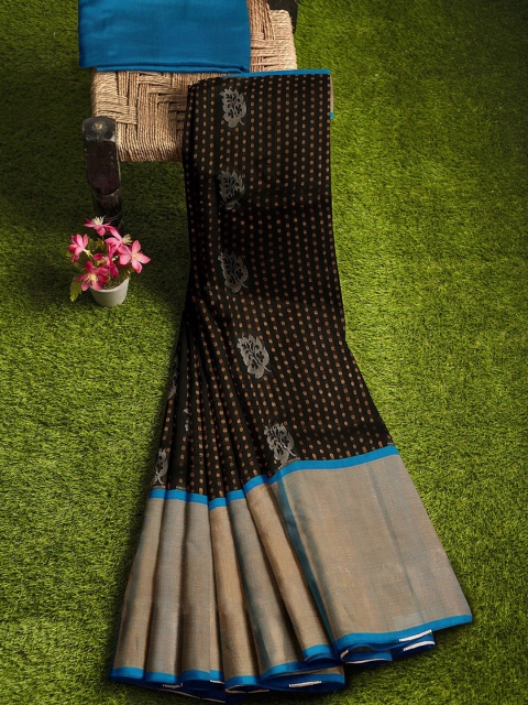 

APCO Black & Blue Silk Cotton Woven Design Handloom Saree