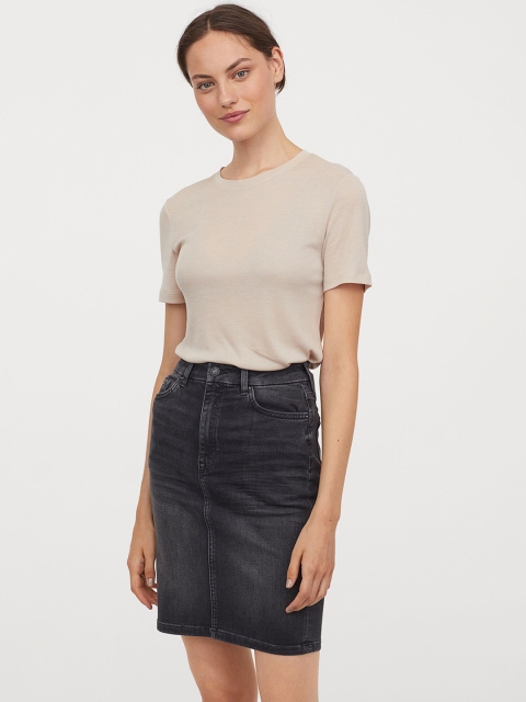 

H&M Women Black Embrace Denim Sustainable Skirt