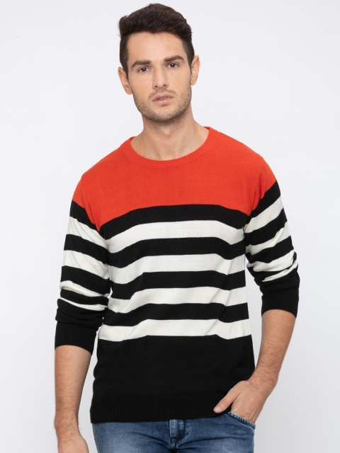 

Globus Men Black & White Striped Pullover Sweater