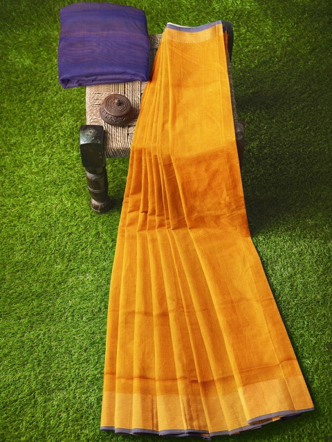 

APCO Mustard Solid Silk Cotton Saree