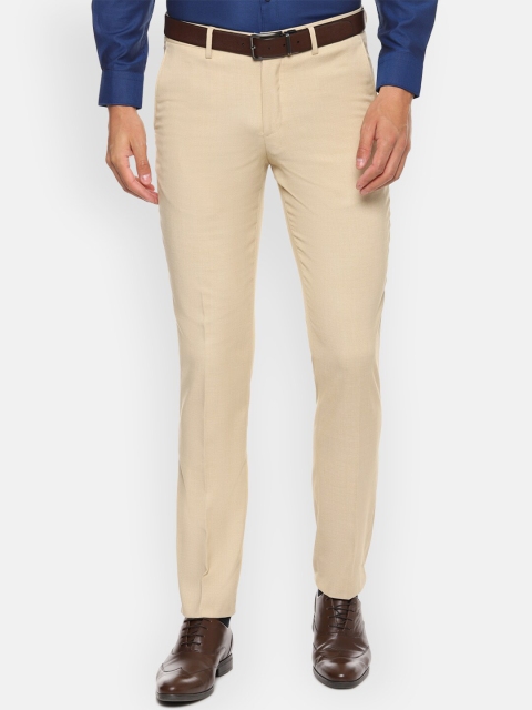 

Louis Philippe Men Beige Slim Fit Solid Formal Trousers