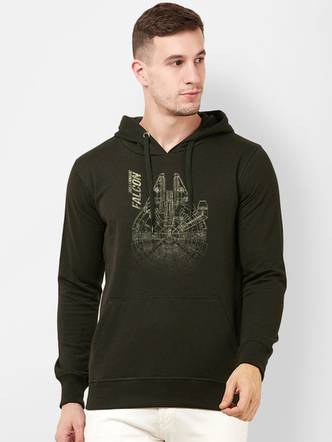 

Free Authority Men Olive Green Star Wars Printed Hooded Sweatshirt