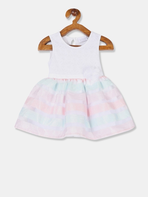 

The Childrens Place Girls White Striped Fit and Flare Dress