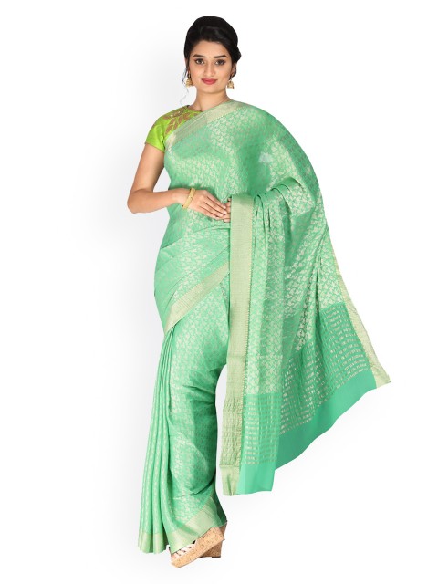 

Vijayalakshmi Silks Mint Green Woven Design Georgette Silk Saree
