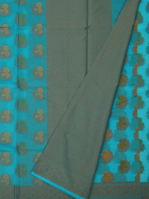 

Pothys Blue & Grey Jute Cotton Printed Saree