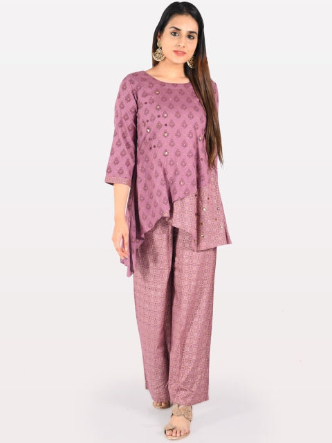 

Neerus Women Purple Printed A-Line Kurta