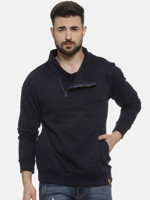 

Campus Sutra Men Navy Blue Solid Sweatshirt