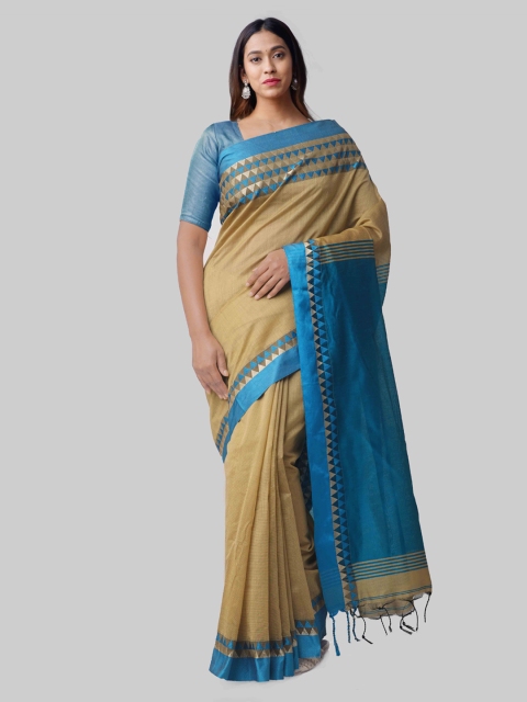 

Unnati Silks Blue & Beige Pure Linen Woven Design Saree
