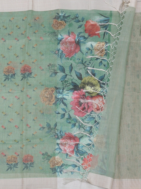 

Pothys Green & Pink Tissue Woven Design Saree