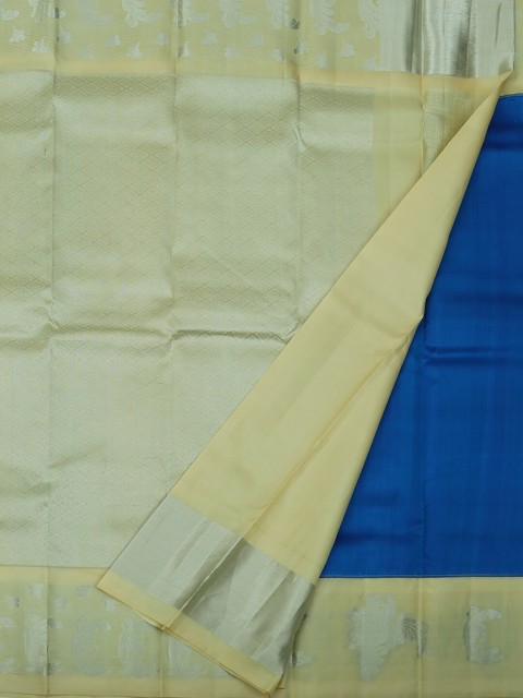 

Pothys Blue Solid Pure Silk Saree