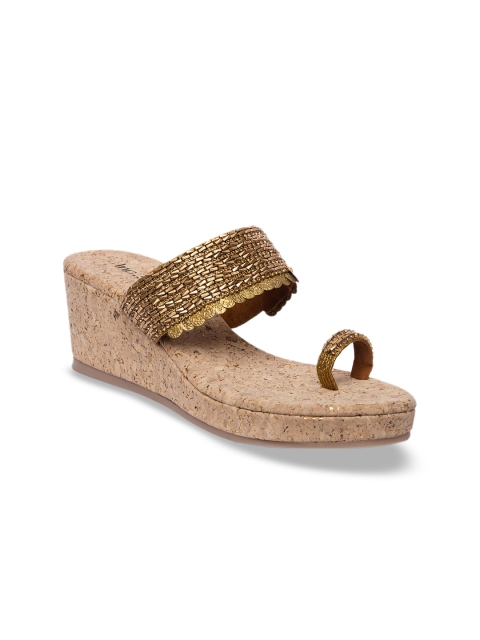 

Inc 5 Women Gold-Toned Embellished Flatform Heels