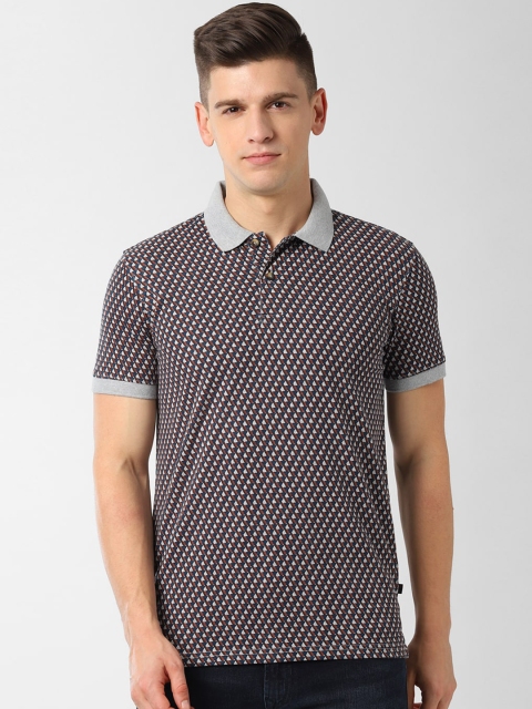 

Peter England Casuals Men Grey Printed Polo Collar T-shirt