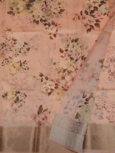 

Pothys Peach-Coloured Woven Design Pure Cotton Saree