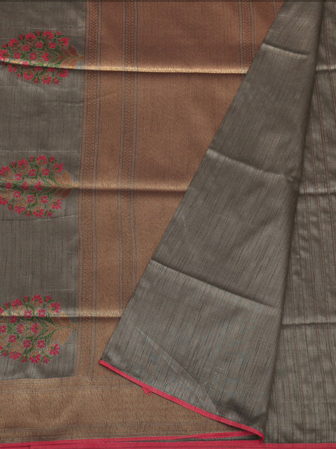 

Pothys Grey & Gold-Toned Pure Silk Woven Design Saree