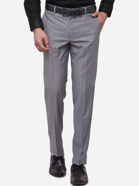 

METAL Men Grey Slim Fit Solid Formal Trousers