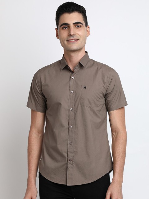 

TED HARBOR Men Brown Slim Fit Solid Casual Shirt