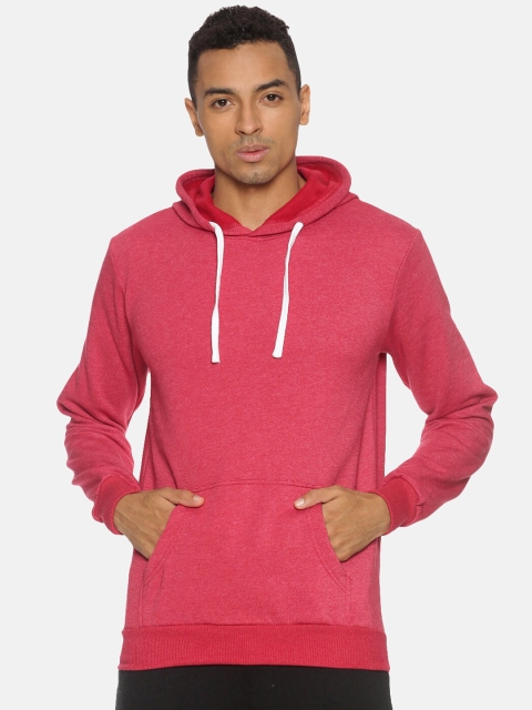 

Campus Sutra Men Maroon Solid Hooded Sweatshirt