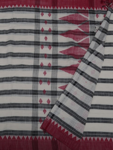 

Pothys Cream-Coloured Striped Jute Silk Saree