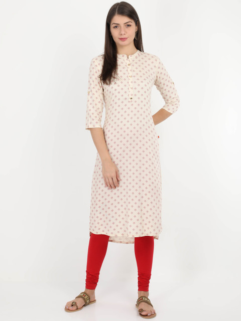 

Alena Women Cream-Coloured Printed A-Line Kurta