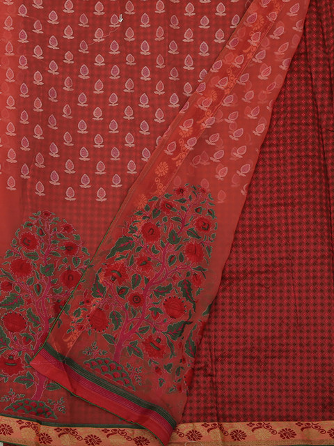 

Pothys Peach-Coloured Printed Poly Chiffon Saree