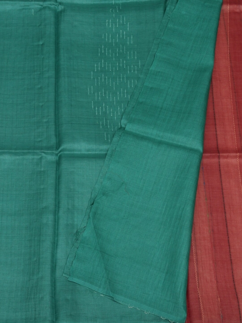 

Pothys Red & Green Jute Silk Solid Saree