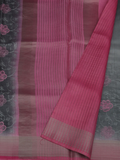 

Pothys Grey & Magenta Jute Silk Woven Design Saree