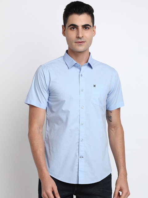 

TED HARBOR Men Blue Slim Fit Solid Casual Shirt