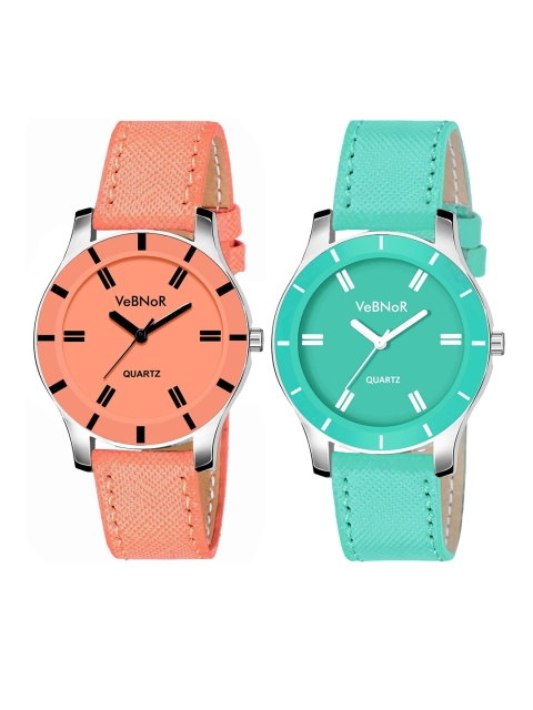 

VeBNoR Girls Set of 2 Analogue Watches WT 605 ORANGE-SKY