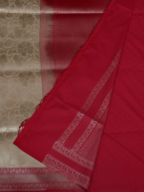 

Pothys Gold-Toned & Red Pure Silk Woven Design Saree