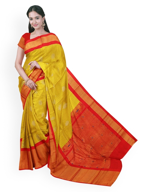

APCO Yellow & Orange Silk Cotton Woven Design Sustainable Saree