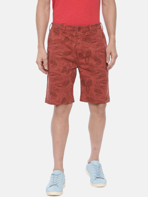 

Breakbounce Men Rust Printed Slim Fit Regular Shorts
