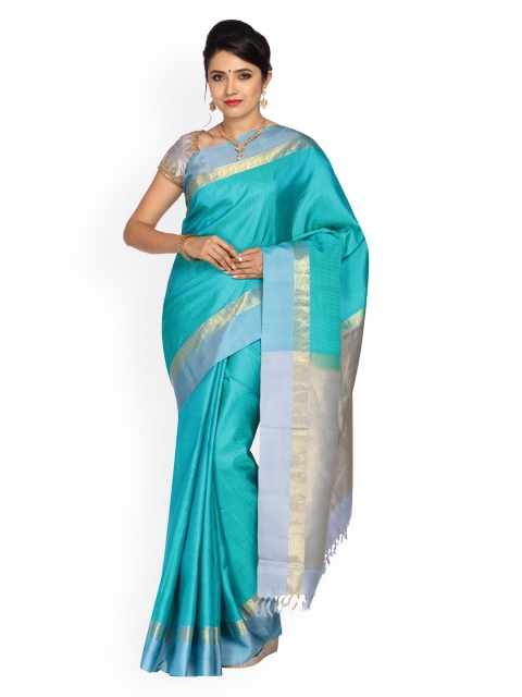 

Vijayalakshmi Silks Sea Green & Grey Pure Silk Woven Design Saree