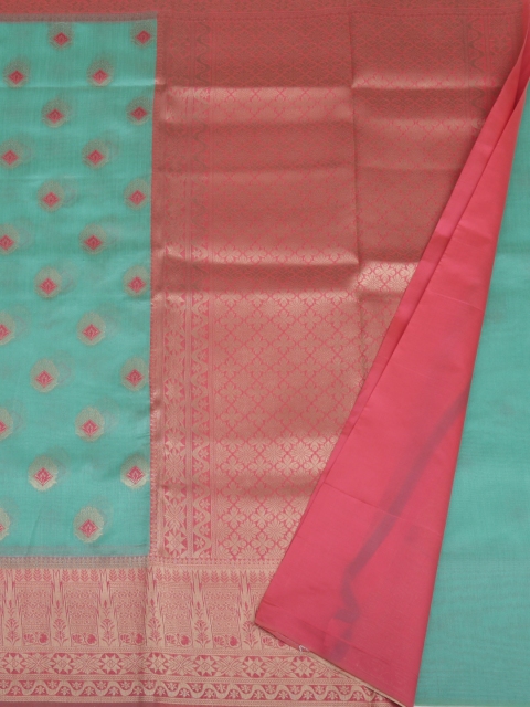 

Pothys Green & Red Polycotton Woven Design Saree