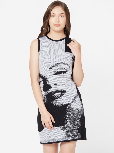

bebe Women Grey & Black Marilyn Monroe Print Sheath Dress