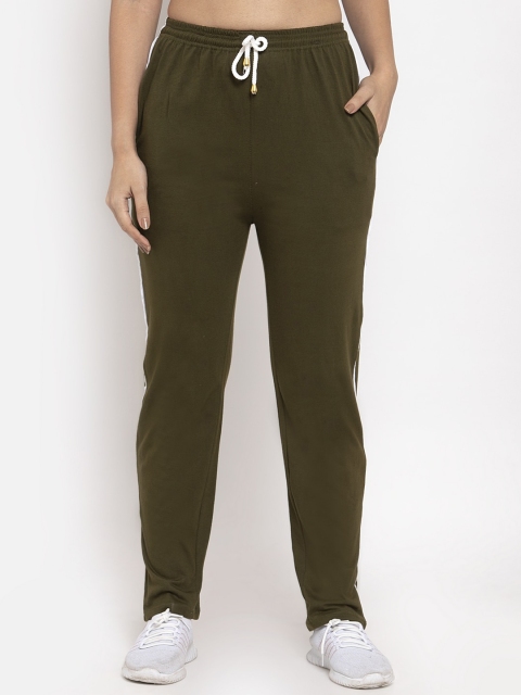 

Baani Creations Women Olive Green Solid Straight-Fit Track Pants