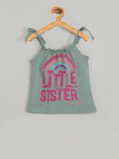 

max Girls Olive Green Printed Top